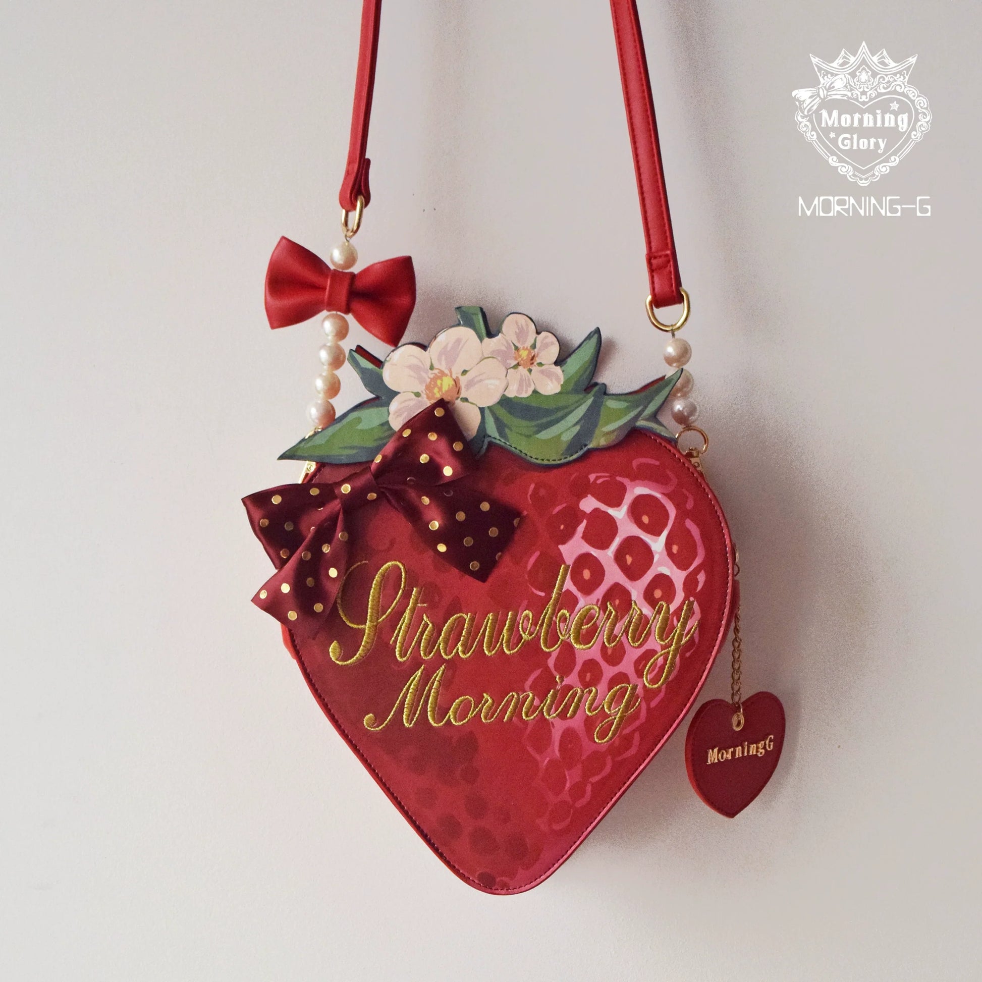 Morning Glory - A Strawberry - Sweet Lolita Crossbody Bag Strawberry Printed Handbag
