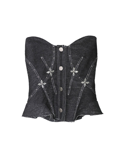 Rivets Denim Tube Top