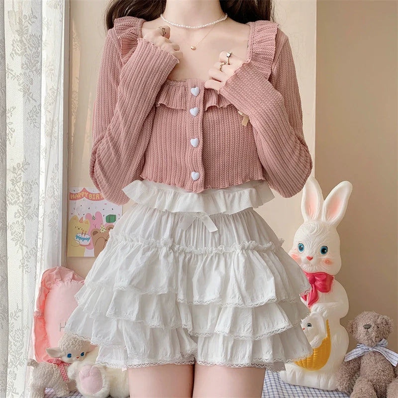 Sugar Girl - Cotton Lolita Bloomer, Loose Ruffled Hem Petticoat