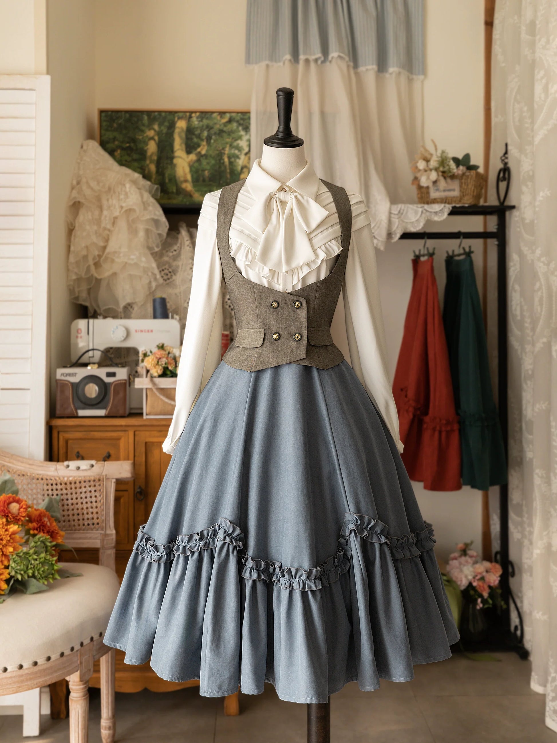 Forest Wardrobe - Forest Basket - Elegant Lolita Skirt Retro Classic Petal Swing Skirt