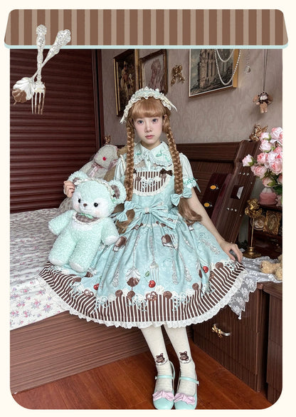 Sweet Dream Sheep - Sweet Dessert - Green Lolita Jumper Dress Lolita Headwear