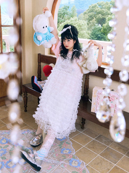 Mesh Lace Hem Dress【s0000002636】