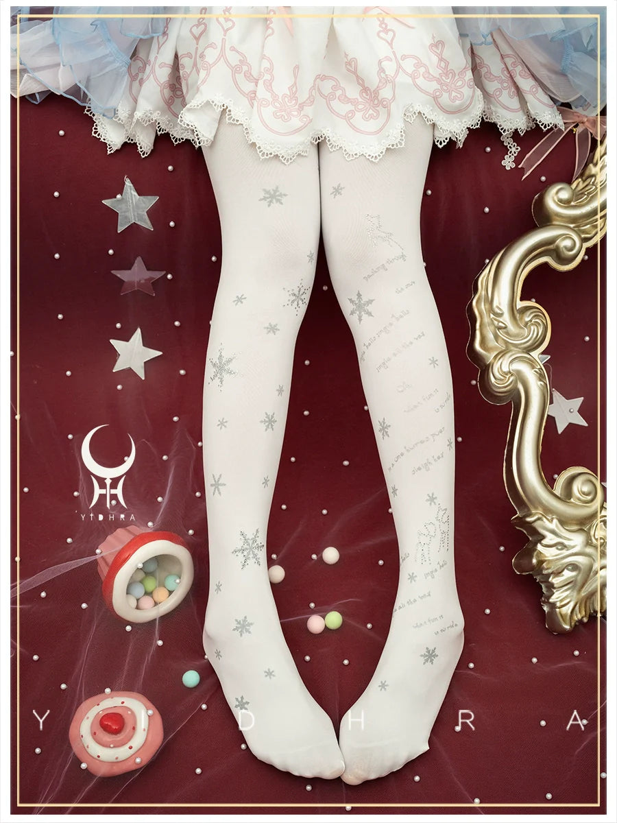 Yidhra - Snow Deer Search - Winter Lolita Pantyhose Kawaii Christmas Pantyhose