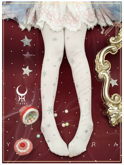 Yidhra - Snow Deer Search - Winter Lolita Pantyhose Kawaii Christmas Pantyhose