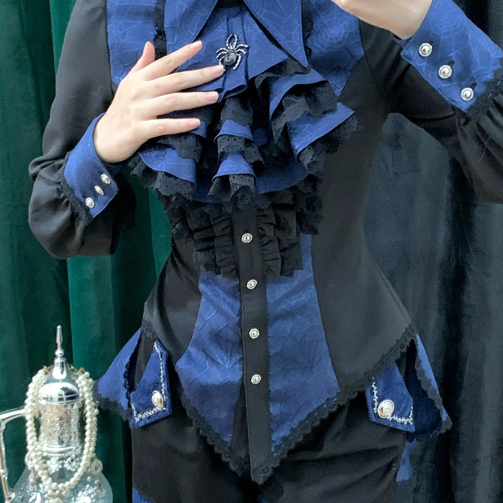 Little Dipper - Cold Rice - Ouji Lolita Shirt With Spiderweb Pattern in Several Versions