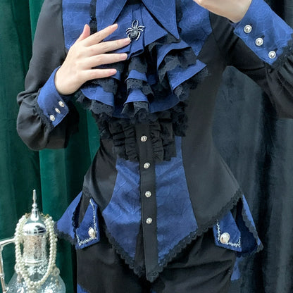 Little Dipper - Cold Rice - Ouji Lolita Shirt With Spiderweb Pattern in Several Versions