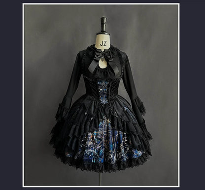 SUSIN - Night Traveler - Classic and Elegant Gothic Dress with Colorful Window Prints