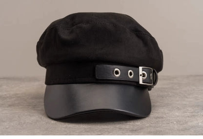 Strange Sugar - Gothic Lolita Hat Leather Buckle Lolita Newsboy Hat