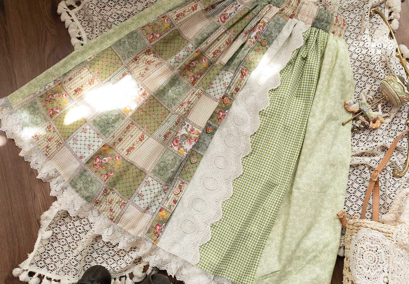 SweetDreamer - Nemo's Garden - Country Lolita Patchwork Skirt
