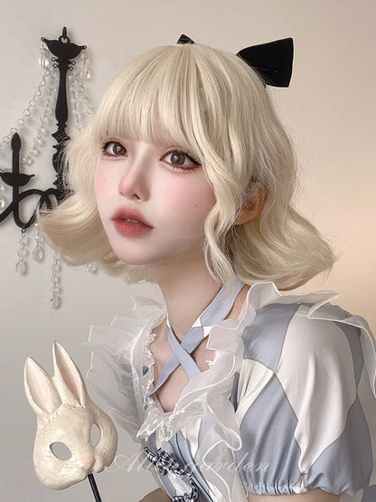 Alicegarden - Sweet Lolita Wigs Short Curly Platinum Color Wigs