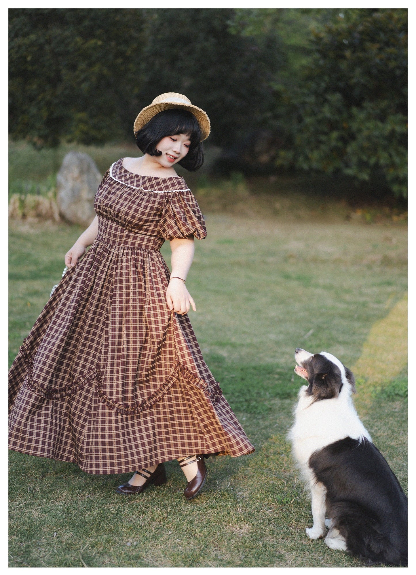 Forest Wardrobe - Forest Picnic - Classic Lolita OP Dress with Off-Shoulder and Lifting Hem