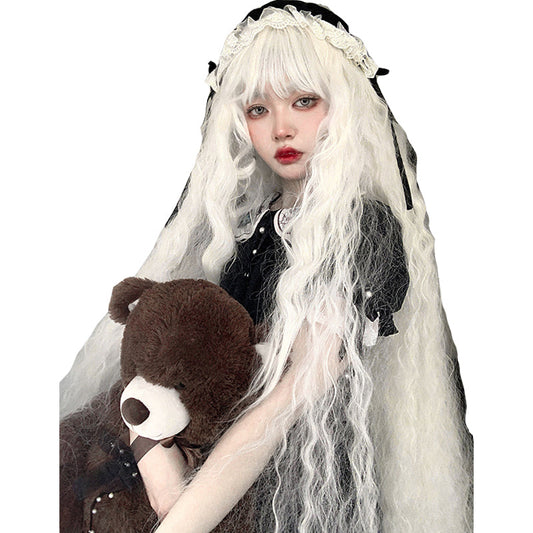 PippiPalace - White Moonlight - Elegant Long White Curly Lolita Wig