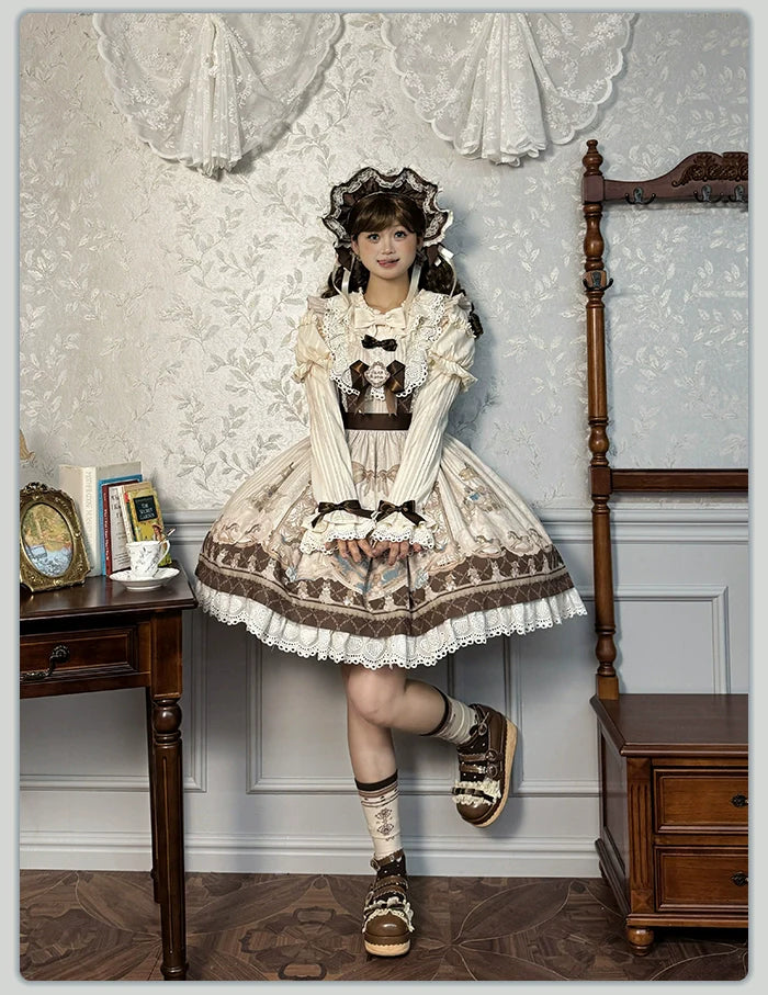 Alice Girl - Sea Salt Fairytale - Sweet Lolita JSK Doll-like Lolita Printed Dress