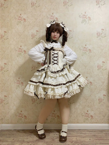 Chubby Cat Diary - Chocolate Layer Cake - Plus Size Cotton Lolita Jumper Dress