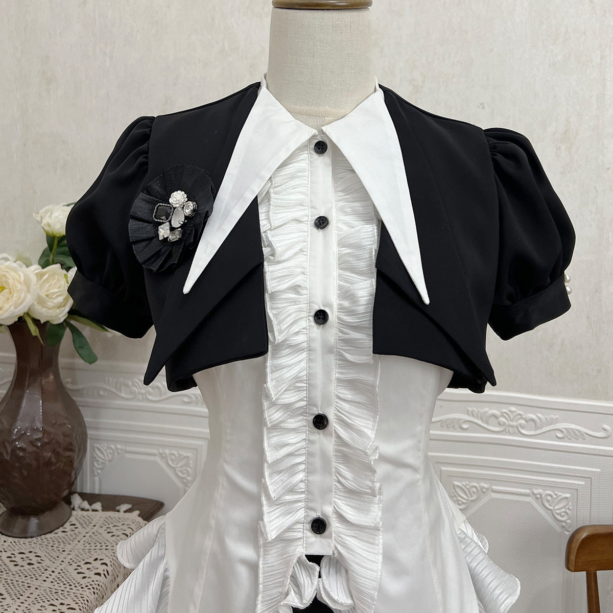 Designer's Gift - Shard Gem - Gothic Lolita Skirt Set with Sleeveless Shirt & Short Jacket