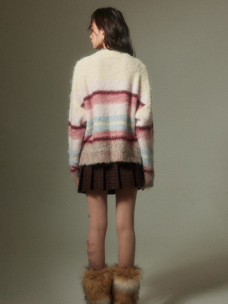 Colorful Border Round Neck Sweater【s0000004256】