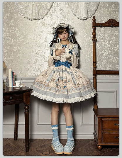 Alice Girl - Sea Salt Fairytale - Sweet Doll-like Lolita OP Animal Printed Lolita Dress