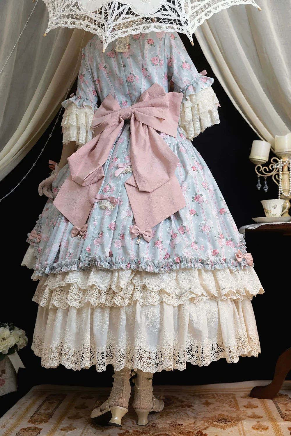Miss Point - Lilyka Garden - Classic Lolita OP Dress Set Elegant Floral Wall Princess Sleeve
