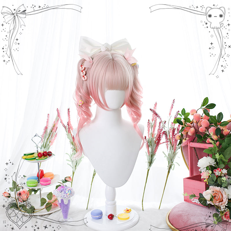 Dalao Home - Sweet Lolita Gradient Peach Pink Long Curly Wig