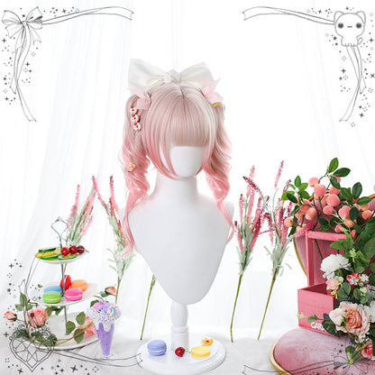 Dalao Home - Sweet Lolita Gradient Peach Pink Long Curly Wig