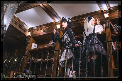 DuskProphecy - Coccyx - Elegant Lolita Dress High Waist Fishbone Print JSK Set