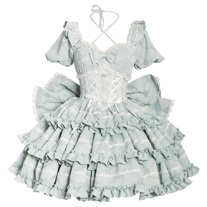 OCELOT - Puff Rose - Sweet Lolita OP Princess Bow Trailing Lolita Dress