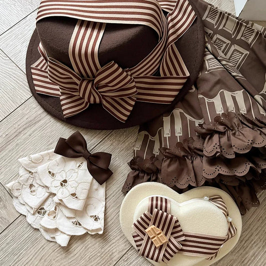 Miss Point - Classical Chocolate - Classic Lolita Accessory Bowler Hat BNT Beret Jabot