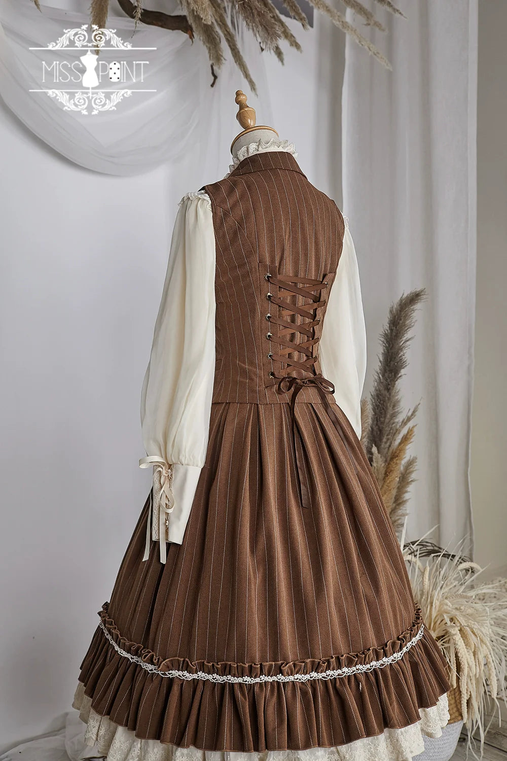 Miss Point - Rose Doll - Elegant Lolita Striped Fishbone Skirt