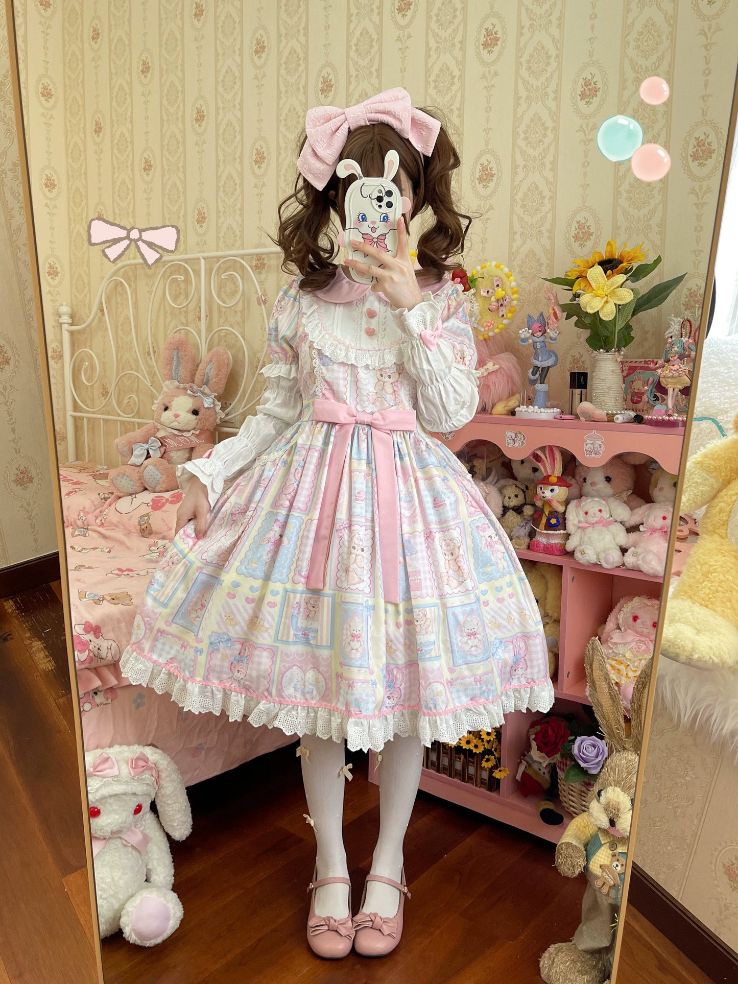 Hanguliang - Sweet Bunny Bear - Sweet Lolita Dress Long Sleeve Winter Lolita OP