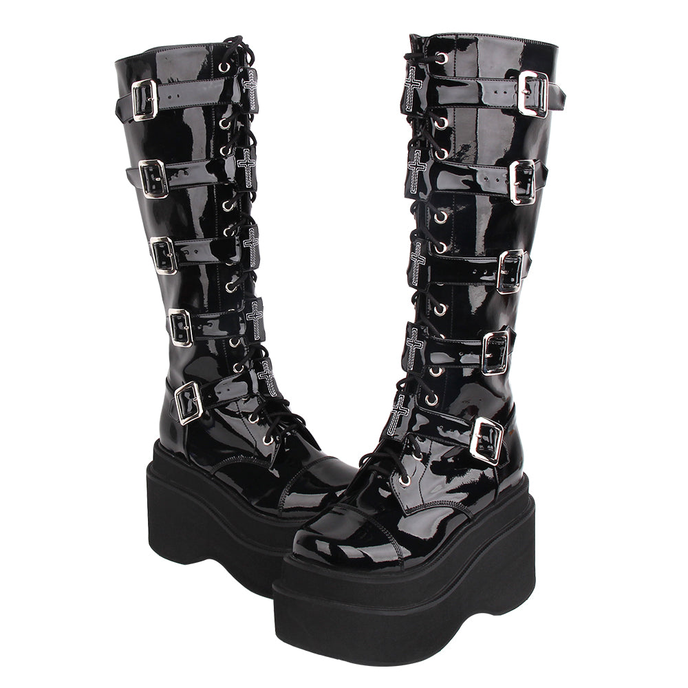 Angelic Imprint - J-fashion Punk Lolita Classic Black High Boots