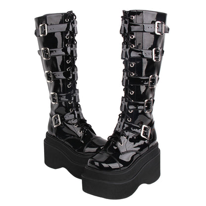 Angelic Imprint - J-fashion Punk Lolita Classic Black High Boots