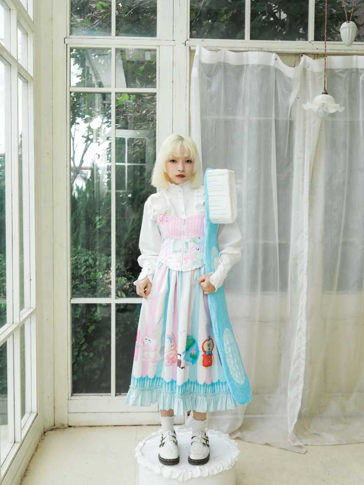 Hand-drawn printed skirt【s0000010071】