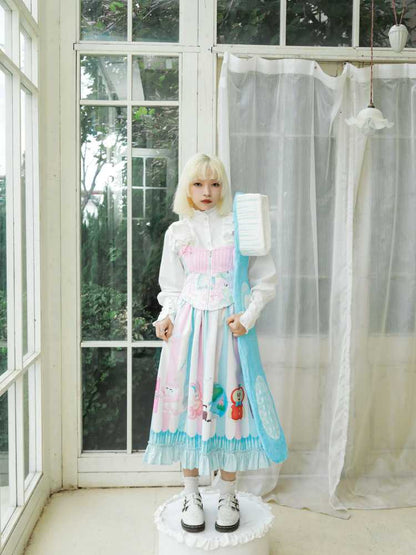 Hand-drawn printed skirt【s0000010071】