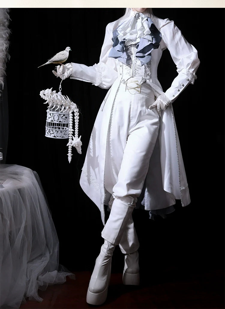 Forest Fluorescent Carps - Crumbling Skeleton - Ouji Lolita Fishbone Embroideried Vest, Prince Pants Suits