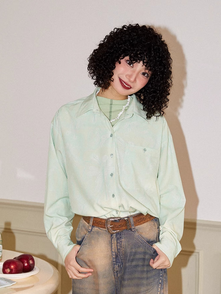 Butterfly print loose long sleeve shirt【s0000006553】