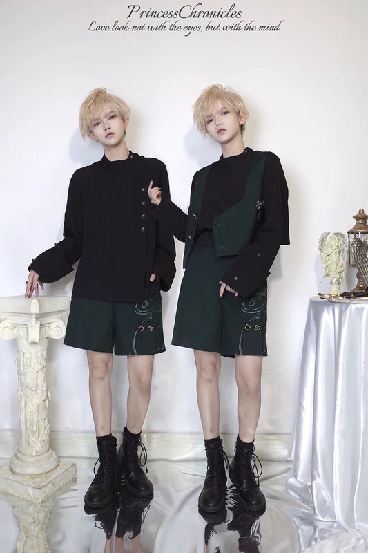 Princess Chronicles - Ruwoxichen - Retro Ouji Lolita Prince Style Black Blouse