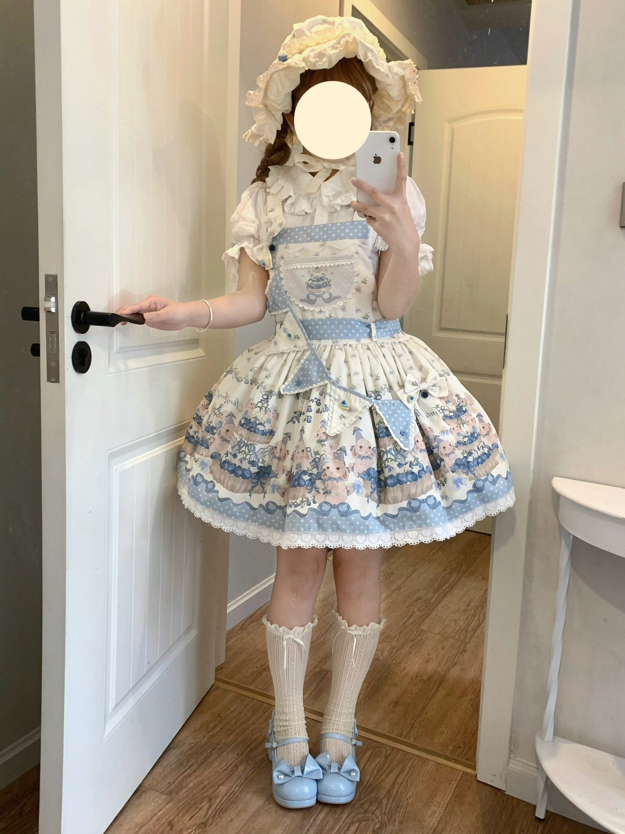 Akiyama Future Studio - Blueberry Tart Party - Sweet Blue Lolita Salopette Dress Blueberry Tart Print JSK Dress