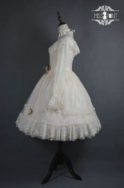 Miss Point - Dawn Girl - Reto Elegant lolita OP Dress Lace Long Sleeve