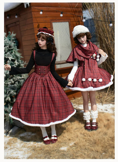 With PUJI - Wish Date - Twins Lolita Fishbone Bust-supporting JSK Winter Scarf-Cape