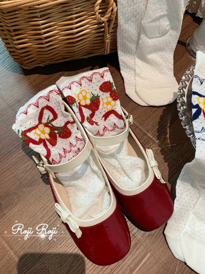 Roji Roji - Sweet Lolita Socks, Strawberry Print