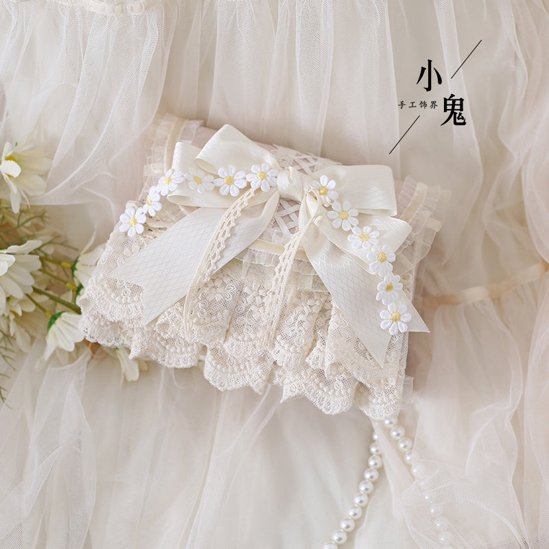 Xiaogui - Elegant Lolita Bag Daisy Pearl Chain Lace Handbag