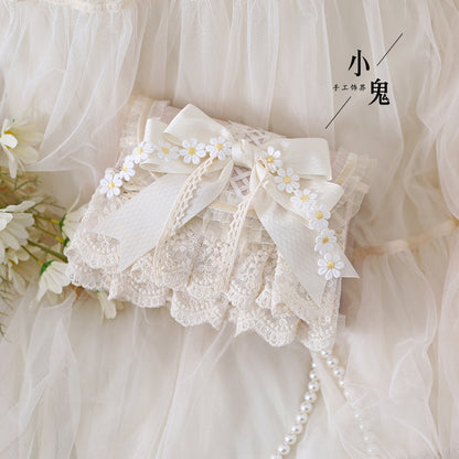Xiaogui - Elegant Lolita Bag Daisy Pearl Chain Lace Handbag
