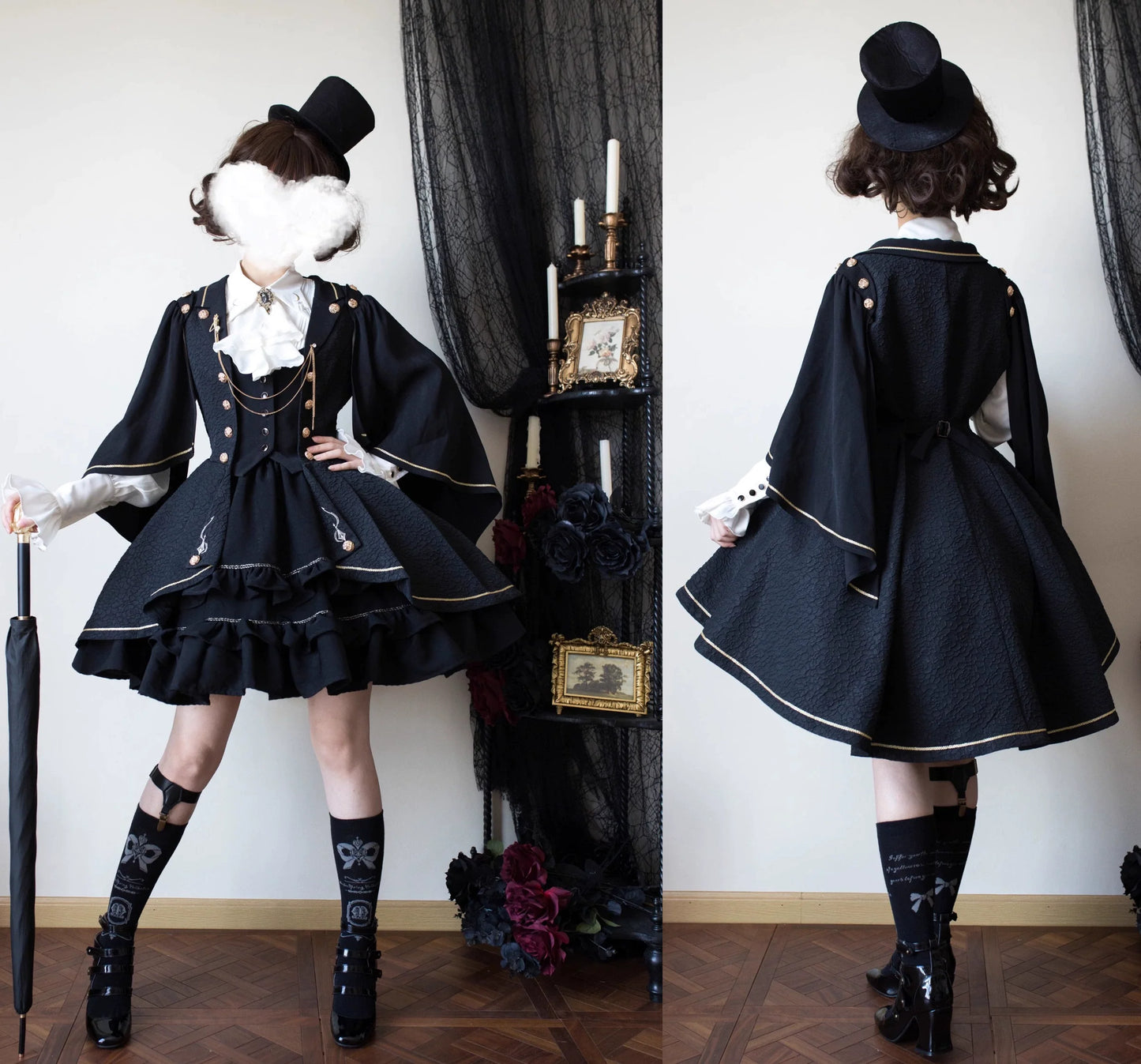 SilentMars - Fallen Moon Rule - Military Lolita Shirt Set Retro Knight Style Blouse