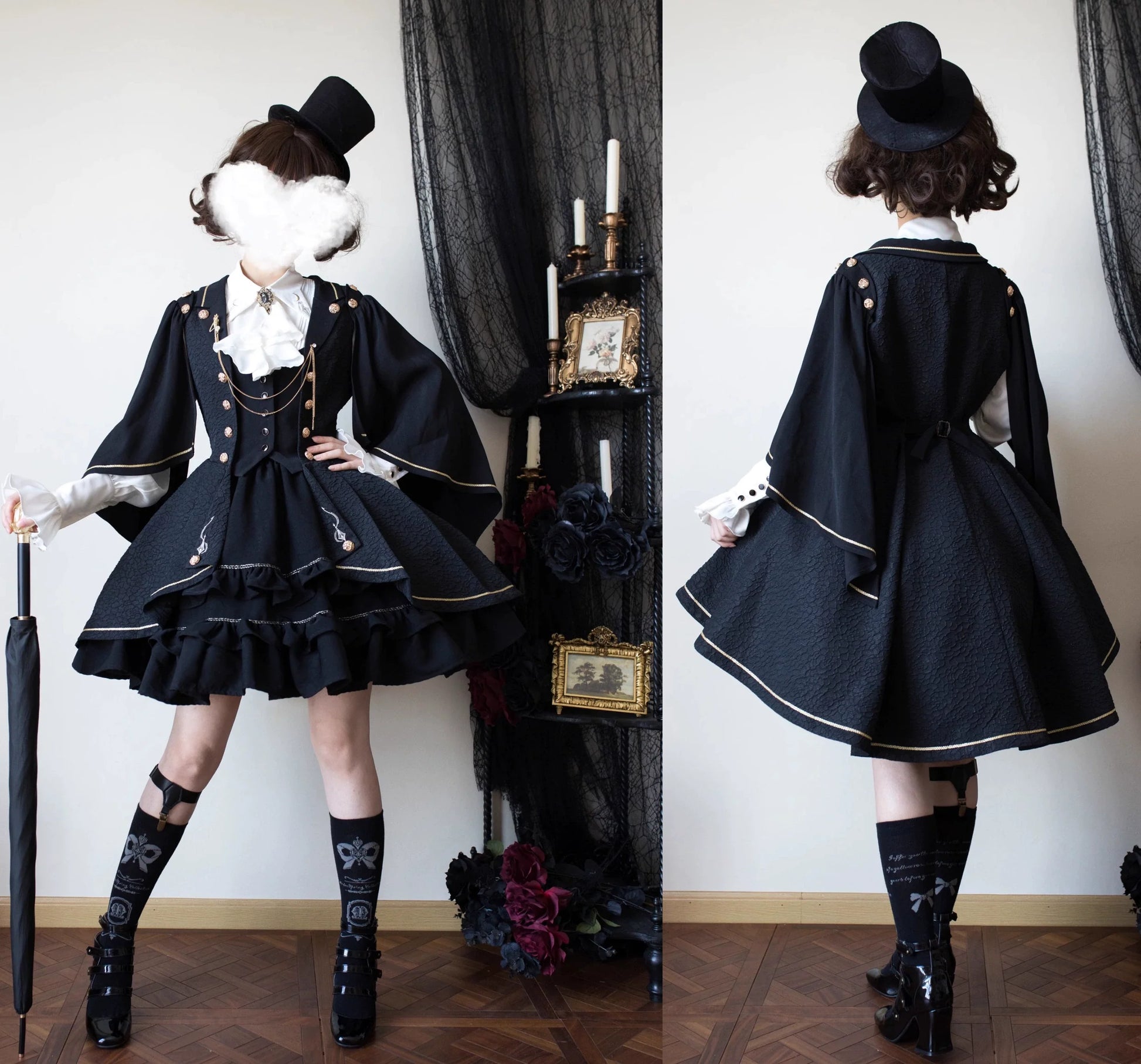 SilentMars - Fallen Moon Rule - Military Lolita Shirt Set Retro Knight Style Blouse