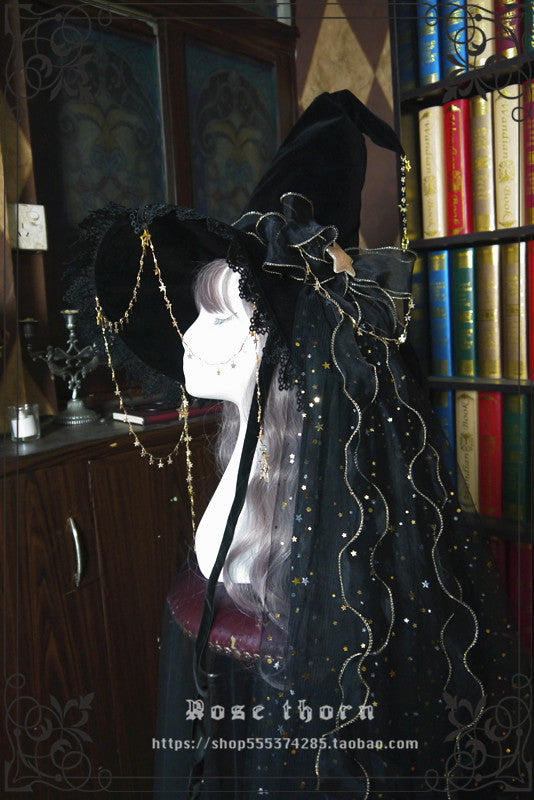 Rose Thorn - Twinkle Veil Lolita Halloween Witch Hat