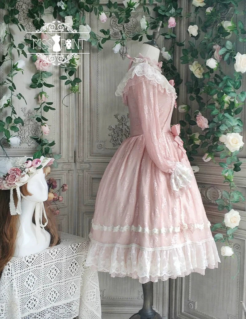 Miss Point - Dawn Girl - Reto Elegant lolita OP Dress Lace Long Sleeve