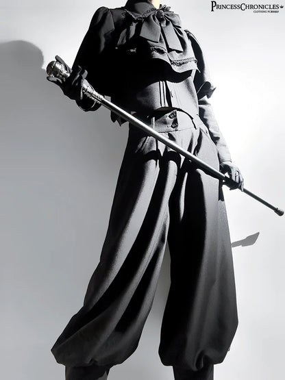 Princess Chronicles - Sorcerer's law - Retro Gothic Lolita Coat Black Ninth Pants