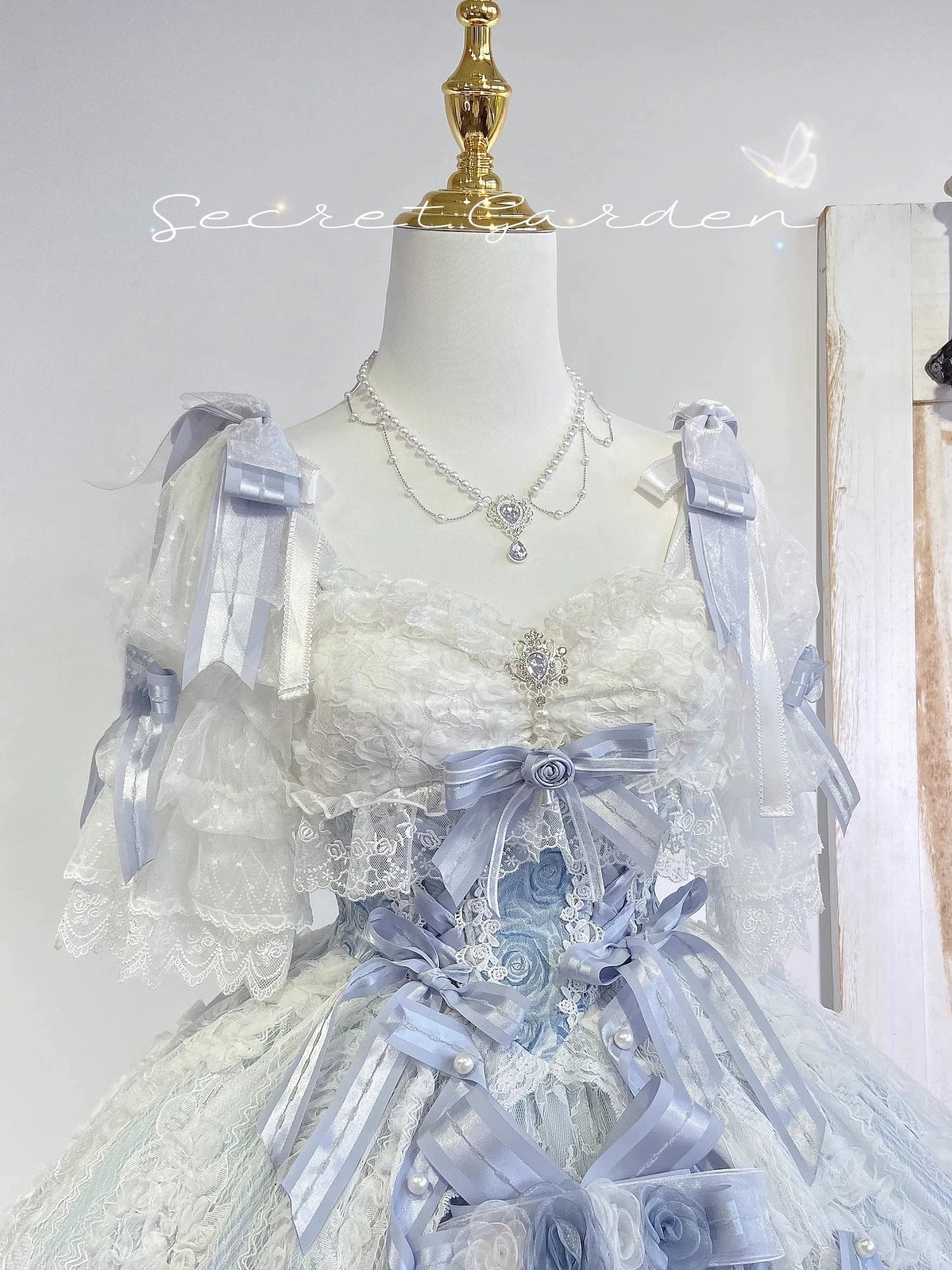 MieYe - Diana Rose - Bridal Lolita Dress Short Wedding OP with Accessories
