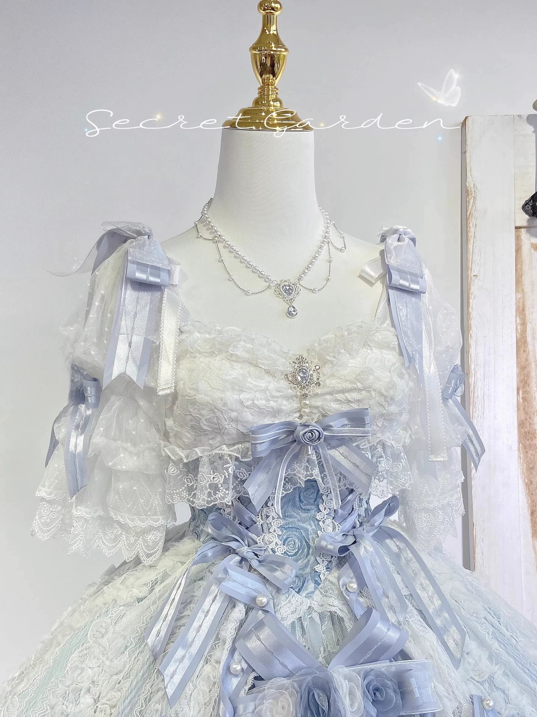 MieYe - Diana Rose - Bridal Lolita Dress Short Wedding OP with Accessories