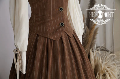 Miss Point - Rose Doll - Elegant Lolita Striped Fishbone Skirt